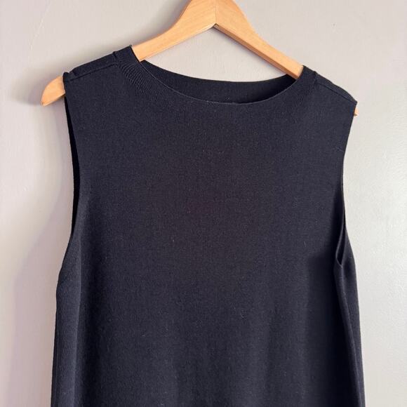 Eileen Fisher Black Italian Wool Sleeveless Tank Dress Size Large - Picture 4 of 6